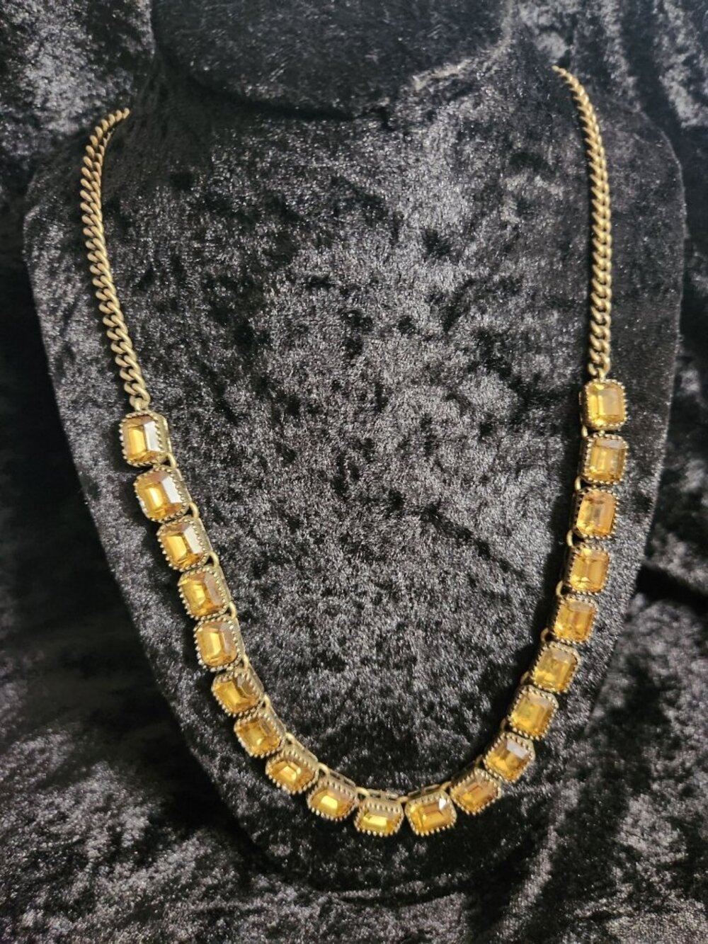 Fossil Gold-Tone Necklace With Yellow Rhinestones & Key Charm